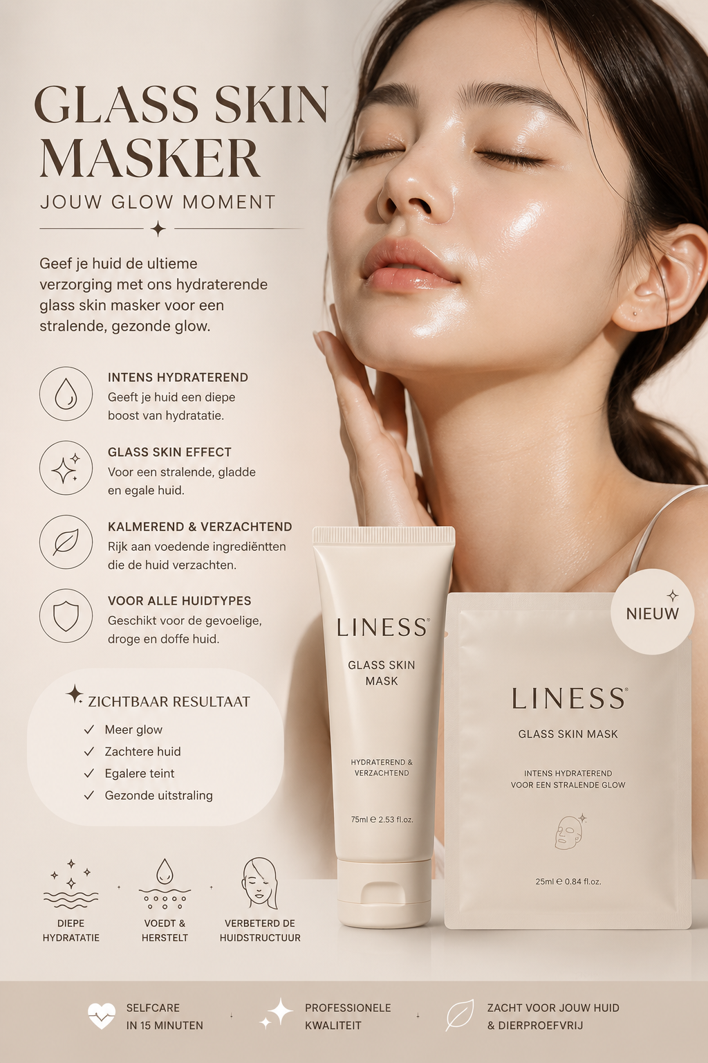 Liness™ Glass Skin Mask ✨ Ontwaak met een gehydrateerde, stralende glow